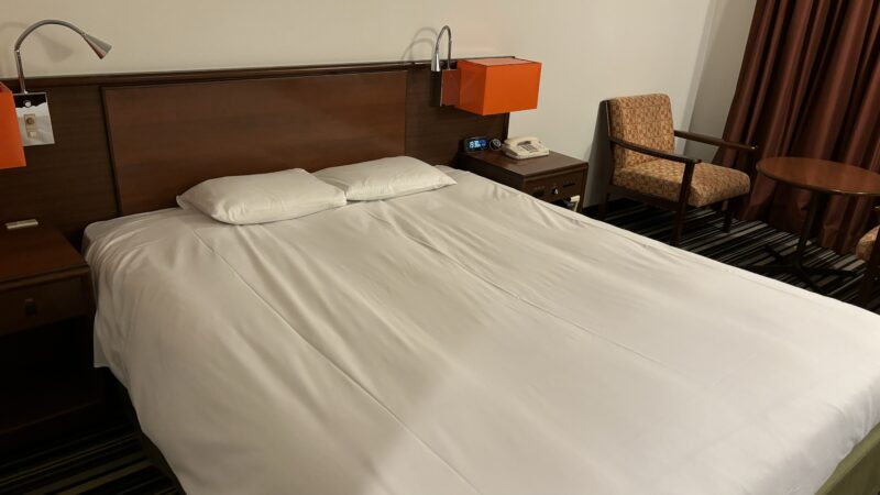 アートホテル鹿児島のスタンダードクイーン桜島ビューのベッド